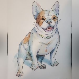 French bulldog/terrier watercolor 11*14"